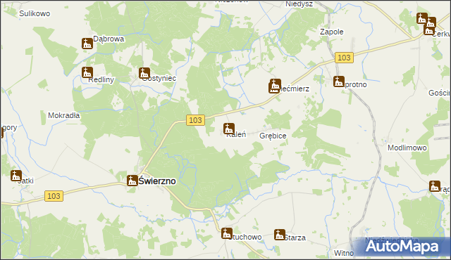 mapa Kaleń gmina Świerzno, Kaleń gmina Świerzno na mapie Targeo