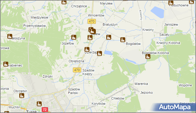 mapa Kalinowa gmina Turek, Kalinowa gmina Turek na mapie Targeo