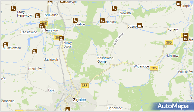 mapa Kalinowice Górne, Kalinowice Górne na mapie Targeo