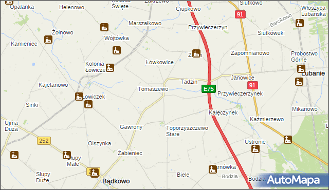mapa Kalinowiec gmina Bądkowo, Kalinowiec gmina Bądkowo na mapie Targeo