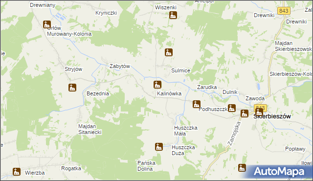 mapa Kalinówka gmina Skierbieszów, Kalinówka gmina Skierbieszów na mapie Targeo