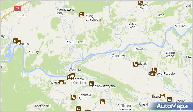 mapa Kalinowo gmina Obryte, Kalinowo gmina Obryte na mapie Targeo