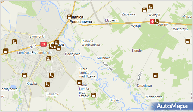 mapa Kalinowo gmina Piątnica, Kalinowo gmina Piątnica na mapie Targeo