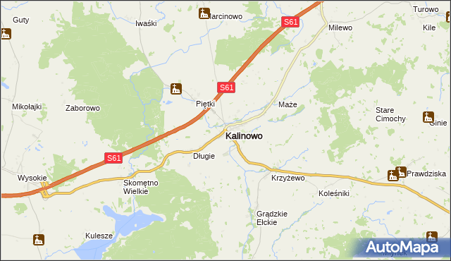 mapa Kalinowo powiat ełcki, Kalinowo powiat ełcki na mapie Targeo