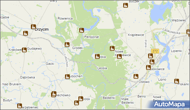 mapa Kaliska gmina Drzycim, Kaliska gmina Drzycim na mapie Targeo