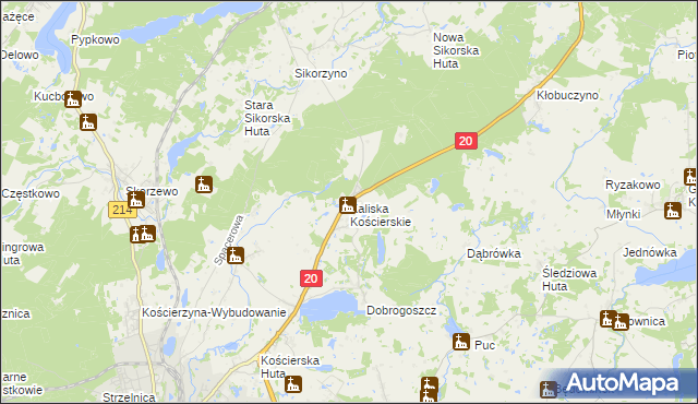 mapa Kaliska Kościerskie, Kaliska Kościerskie na mapie Targeo