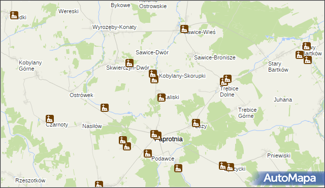 mapa Kaliski gmina Paprotnia, Kaliski gmina Paprotnia na mapie Targeo