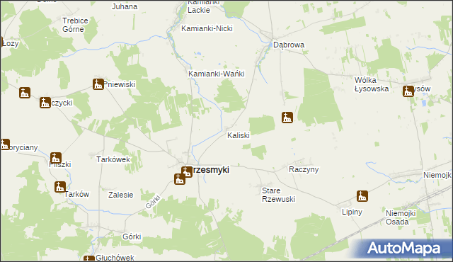 mapa Kaliski gmina Przesmyki, Kaliski gmina Przesmyki na mapie Targeo