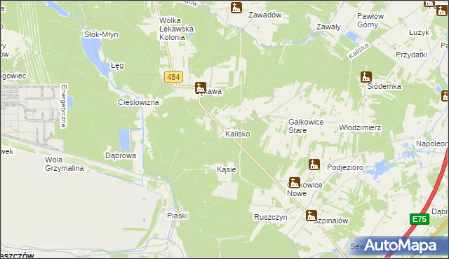 mapa Kalisko gmina Bełchatów, Kalisko gmina Bełchatów na mapie Targeo