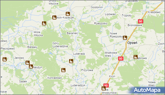 mapa Kałki gmina Ojrzeń, Kałki gmina Ojrzeń na mapie Targeo