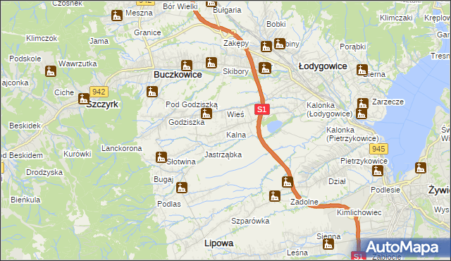 mapa Kalna, Kalna na mapie Targeo