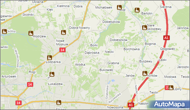 mapa Kalonka gmina Nowosolna, Kalonka gmina Nowosolna na mapie Targeo