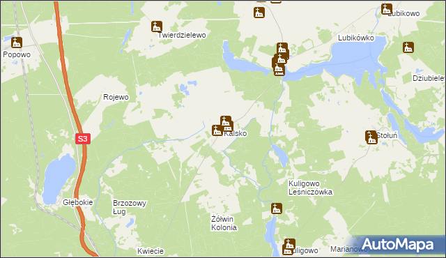 mapa Kalsko, Kalsko na mapie Targeo