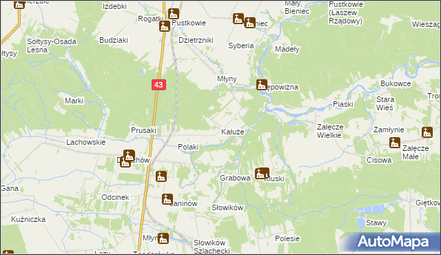 mapa Kałuże, Kałuże na mapie Targeo