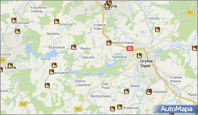 mapa Kałużna gmina Olszyna, Kałużna gmina Olszyna na mapie Targeo