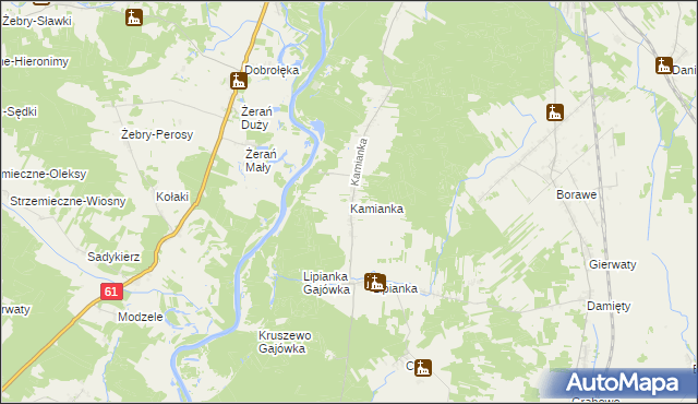 mapa Kamianka gmina Rzekuń, Kamianka gmina Rzekuń na mapie Targeo