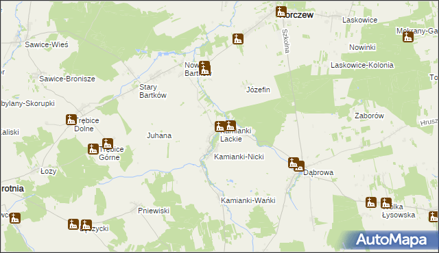 mapa Kamianki Lackie, Kamianki Lackie na mapie Targeo