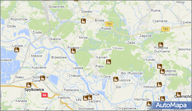 mapa Kamień gmina Czernichów, Kamień gmina Czernichów na mapie Targeo