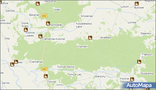 mapa Kamień gmina Pyzdry, Kamień gmina Pyzdry na mapie Targeo