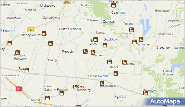 mapa Kamień gmina Słupca, Kamień gmina Słupca na mapie Targeo