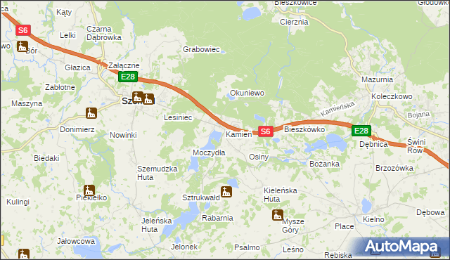 mapa Kamień gmina Szemud, Kamień gmina Szemud na mapie Targeo