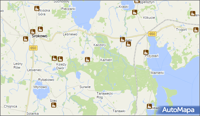 mapa Kamień gmina Węgorzewo, Kamień gmina Węgorzewo na mapie Targeo
