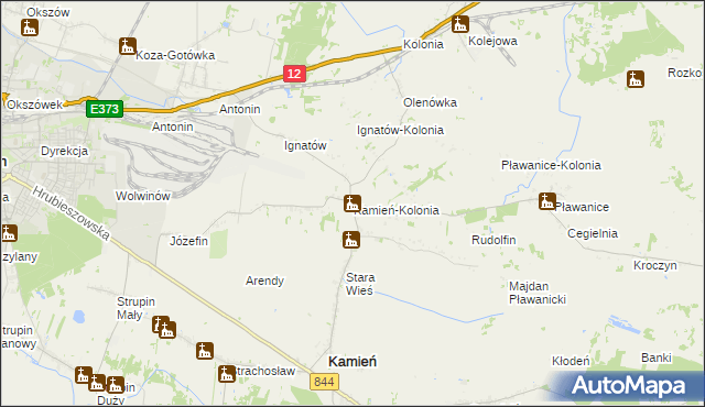 mapa Kamień-Kolonia gmina Kamień, Kamień-Kolonia gmina Kamień na mapie Targeo