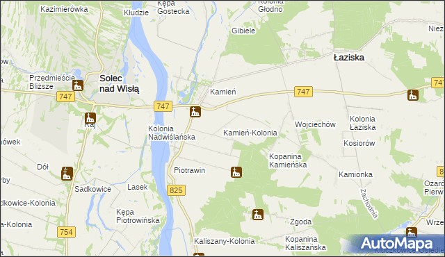 mapa Kamień-Kolonia gmina Łaziska, Kamień-Kolonia gmina Łaziska na mapie Targeo