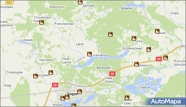 mapa Kamienica gmina Skępe, Kamienica gmina Skępe na mapie Targeo