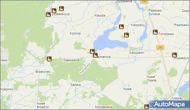 mapa Kamienica gmina Wągrowiec, Kamienica gmina Wągrowiec na mapie Targeo