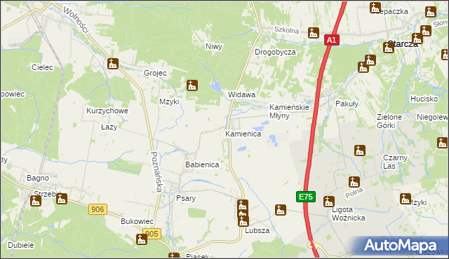 mapa Kamienica gmina Woźniki, Kamienica gmina Woźniki na mapie Targeo