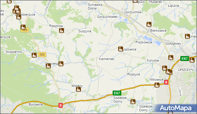 mapa Kamieniec gmina Kłodzko, Kamieniec gmina Kłodzko na mapie Targeo