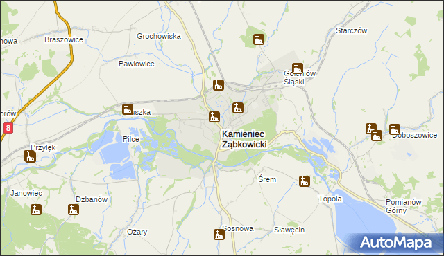 mapa Kamieniec Ząbkowicki, Kamieniec Ząbkowicki na mapie Targeo