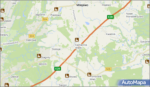 mapa Kamiennik Wielki, Kamiennik Wielki na mapie Targeo