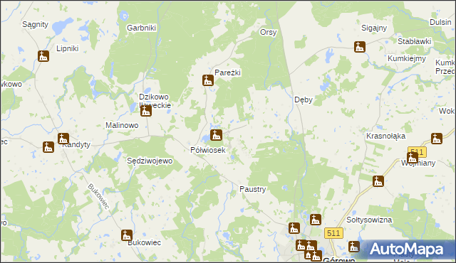 mapa Kamińsk gmina Górowo Iławeckie, Kamińsk gmina Górowo Iławeckie na mapie Targeo