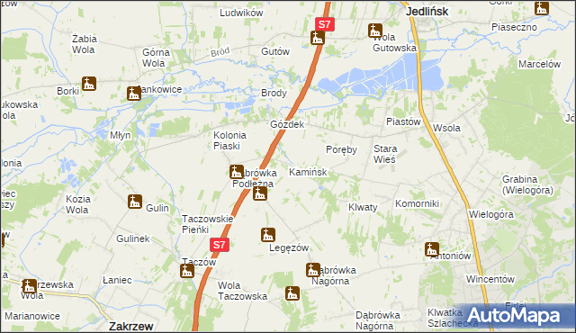 mapa Kamińsk gmina Jedlińsk, Kamińsk gmina Jedlińsk na mapie Targeo