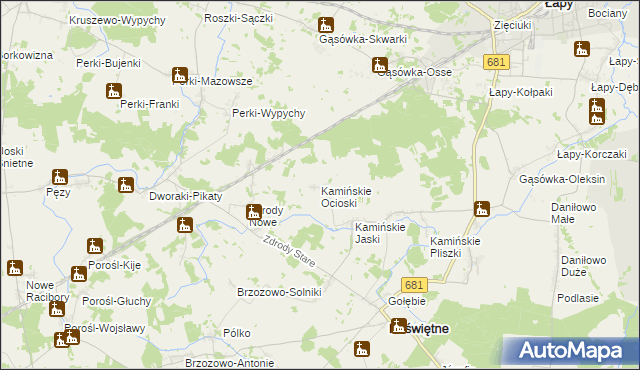 mapa Kamińskie Ocioski, Kamińskie Ocioski na mapie Targeo