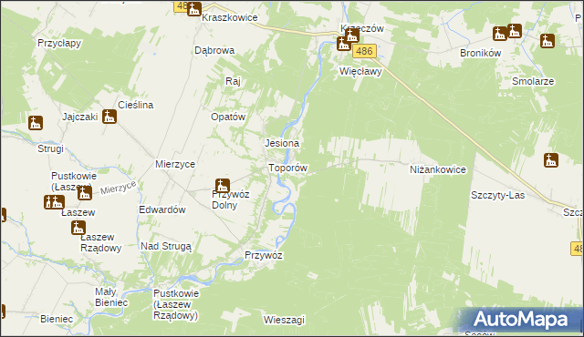 mapa Kamion gmina Wierzchlas, Kamion gmina Wierzchlas na mapie Targeo