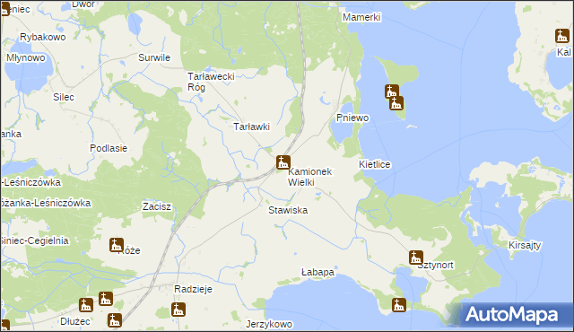 mapa Kamionek Wielki gmina Węgorzewo, Kamionek Wielki gmina Węgorzewo na mapie Targeo