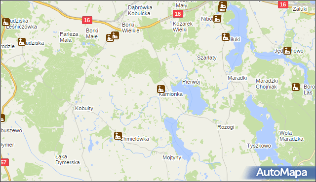 mapa Kamionka gmina Biskupiec, Kamionka gmina Biskupiec na mapie Targeo