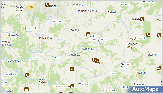 mapa Kamionka gmina Jakubów, Kamionka gmina Jakubów na mapie Targeo