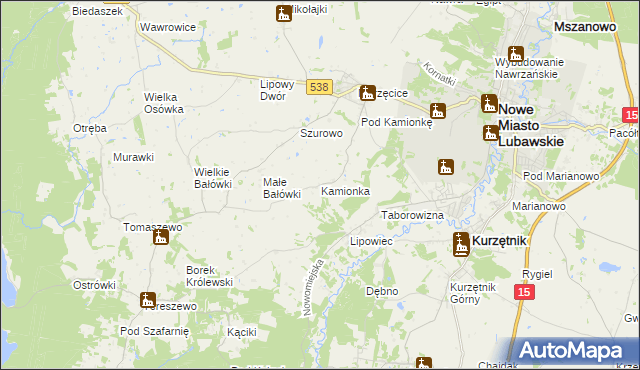 mapa Kamionka gmina Kurzętnik, Kamionka gmina Kurzętnik na mapie Targeo