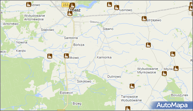 mapa Kamionka gmina Lubasz, Kamionka gmina Lubasz na mapie Targeo