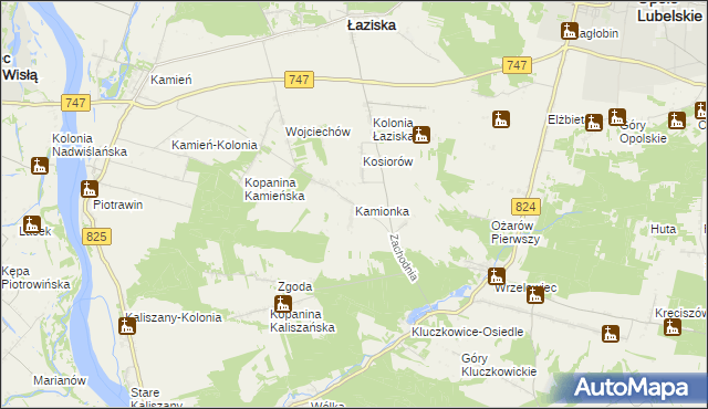 mapa Kamionka gmina Opole Lubelskie, Kamionka gmina Opole Lubelskie na mapie Targeo