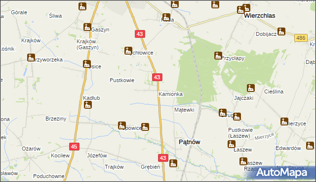 mapa Kamionka gmina Pątnów, Kamionka gmina Pątnów na mapie Targeo