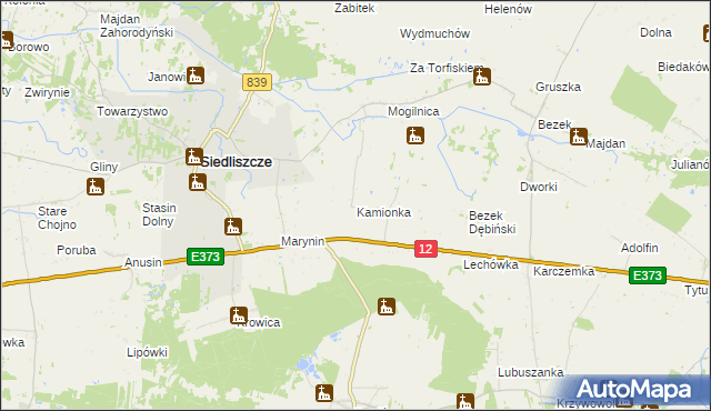 mapa Kamionka gmina Siedliszcze, Kamionka gmina Siedliszcze na mapie Targeo