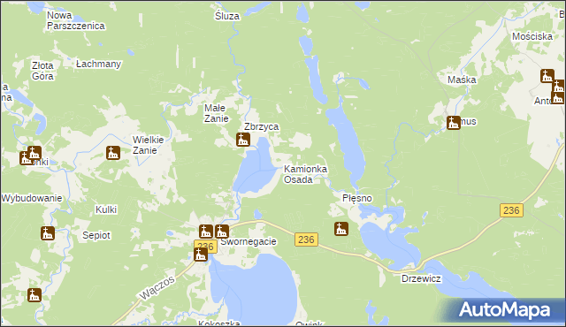 mapa Kamionka Osada, Kamionka Osada na mapie Targeo