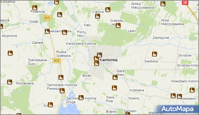 mapa Kamionka powiat lubartowski, Kamionka powiat lubartowski na mapie Targeo