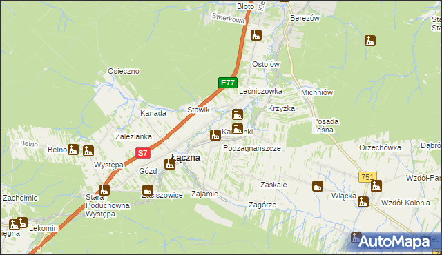 mapa Kamionki gmina Łączna, Kamionki gmina Łączna na mapie Targeo