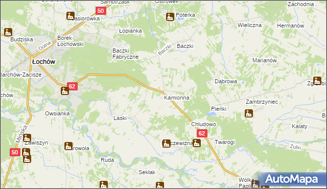 mapa Kamionna gmina Łochów, Kamionna gmina Łochów na mapie Targeo